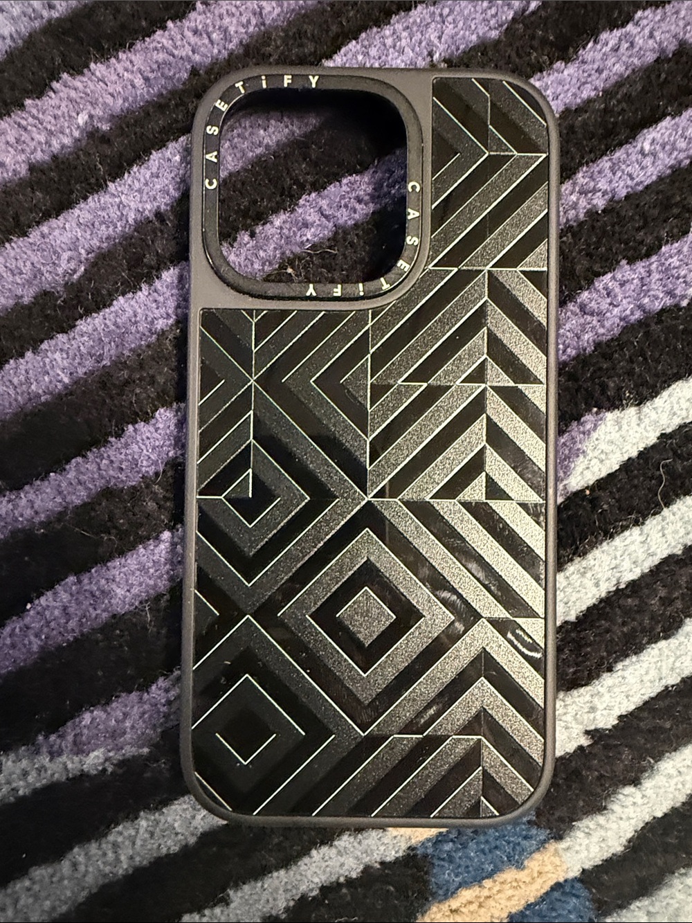 Casetify Black Geometric Textured iPhone Case iPhone 16 Pro